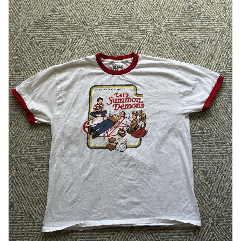 Black‎ Matter Let's Summon Demons Ringer T-Shirt - White - XL